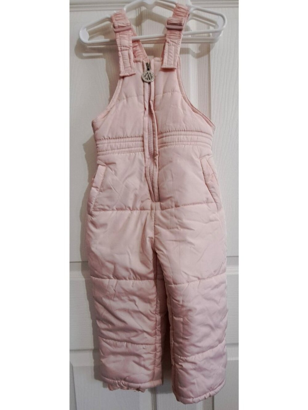 DKNY Girl's 3T Pink Ski Overalls Zip Front Adjustable Straps